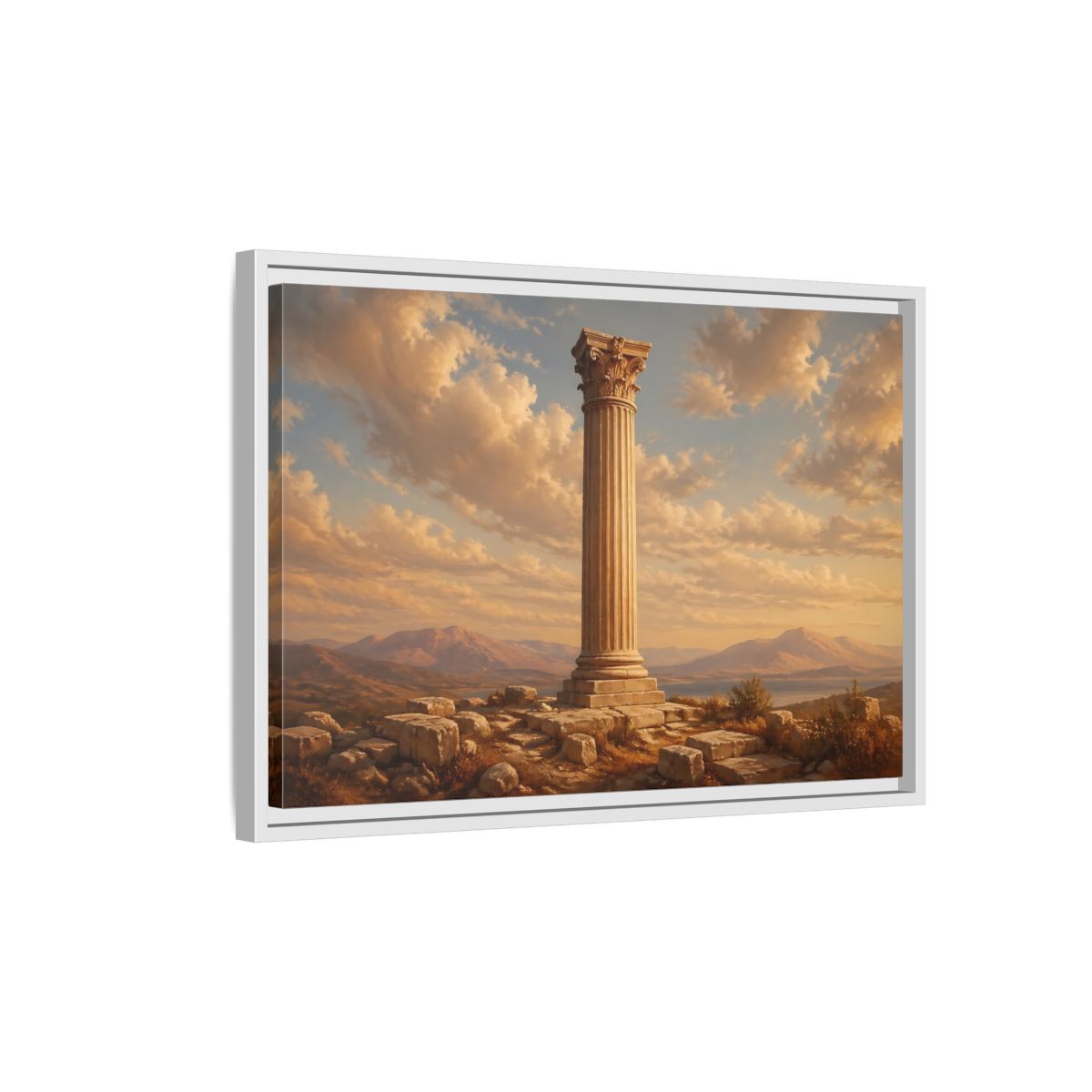 Side Mockup 1. Vintage Classical Column Golden Classical Column shown as stretched canvas wall art