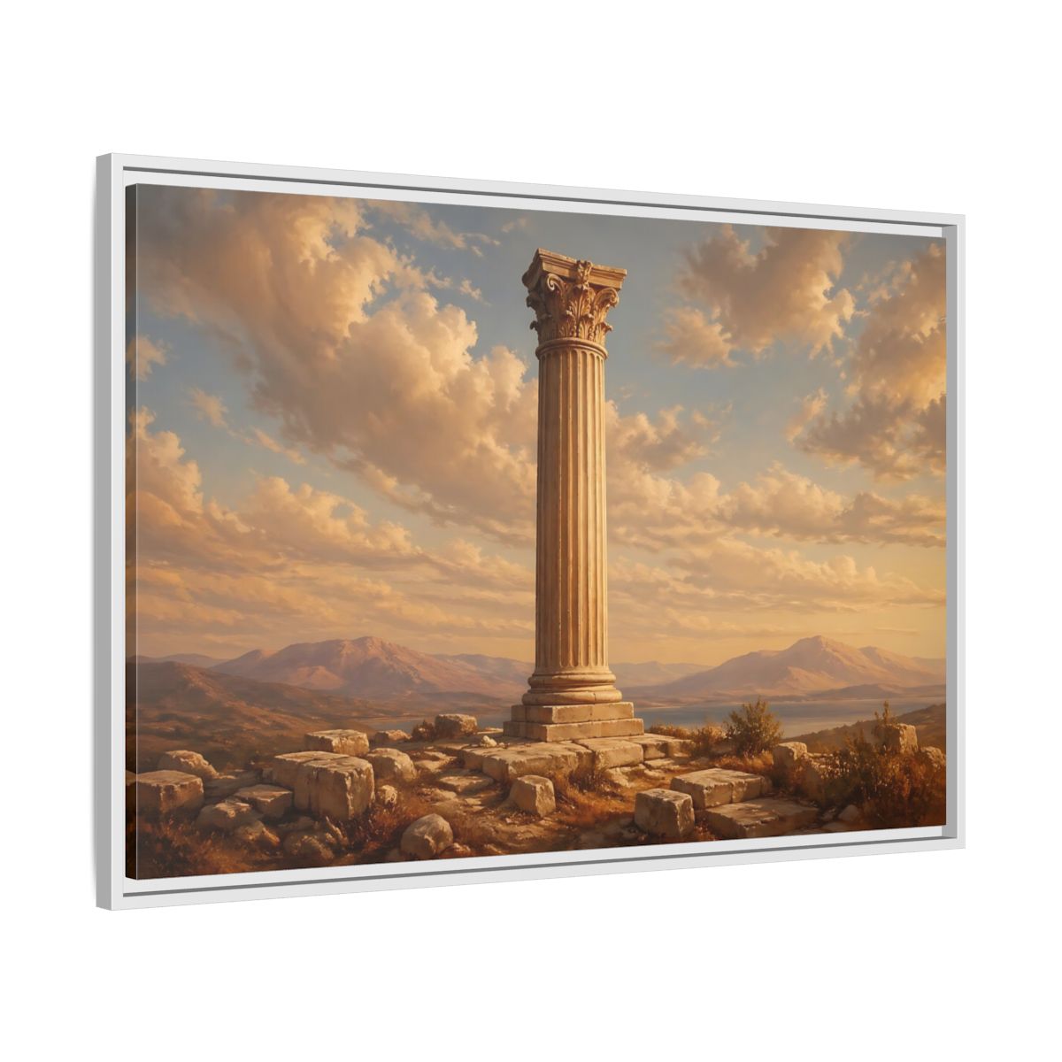 Side Mockup 9. Vintage Classical Column Golden Classical Column shown as stretched canvas wall art