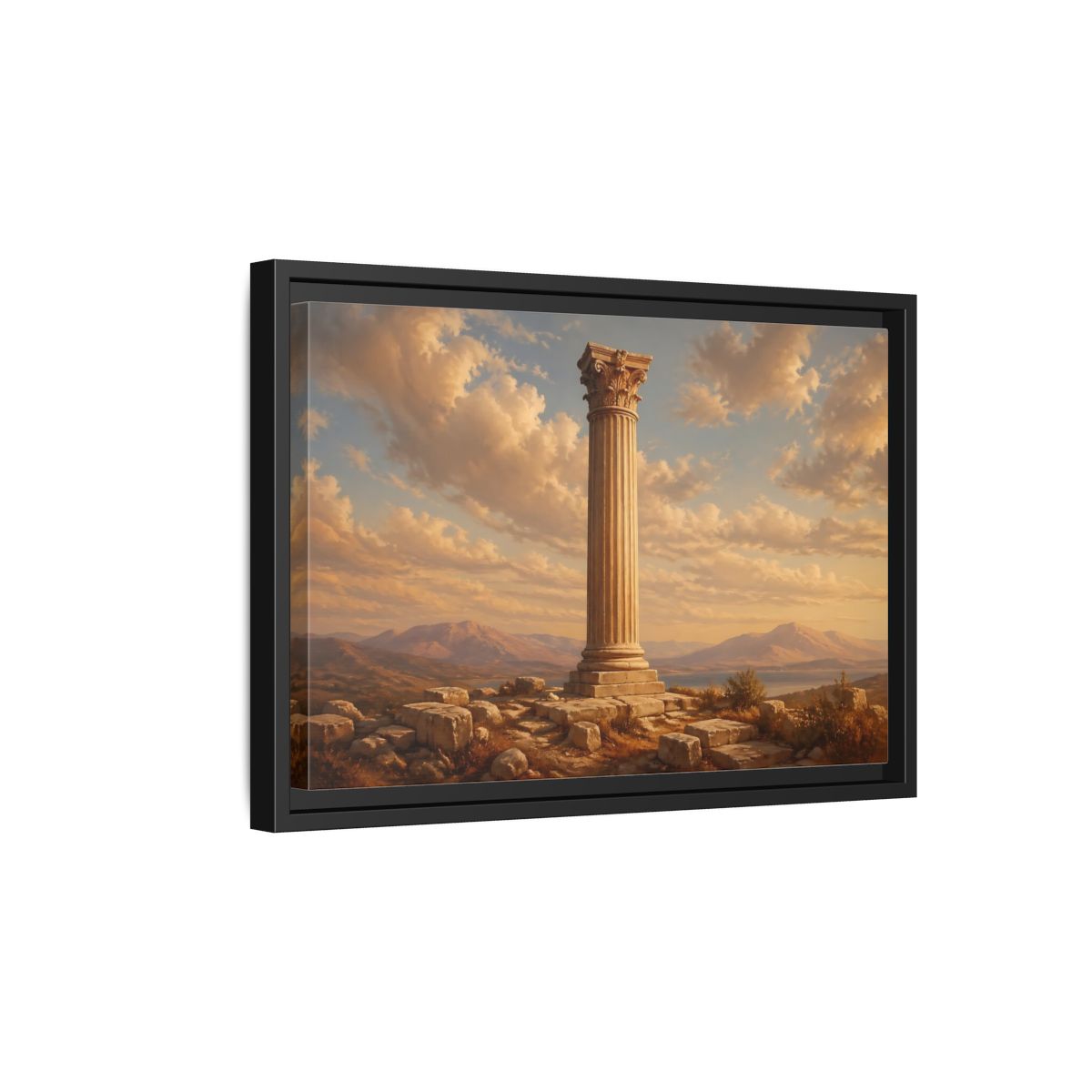 Side Mockup 6. Vintage Classical Column Golden Classical Column shown as stretched canvas wall art