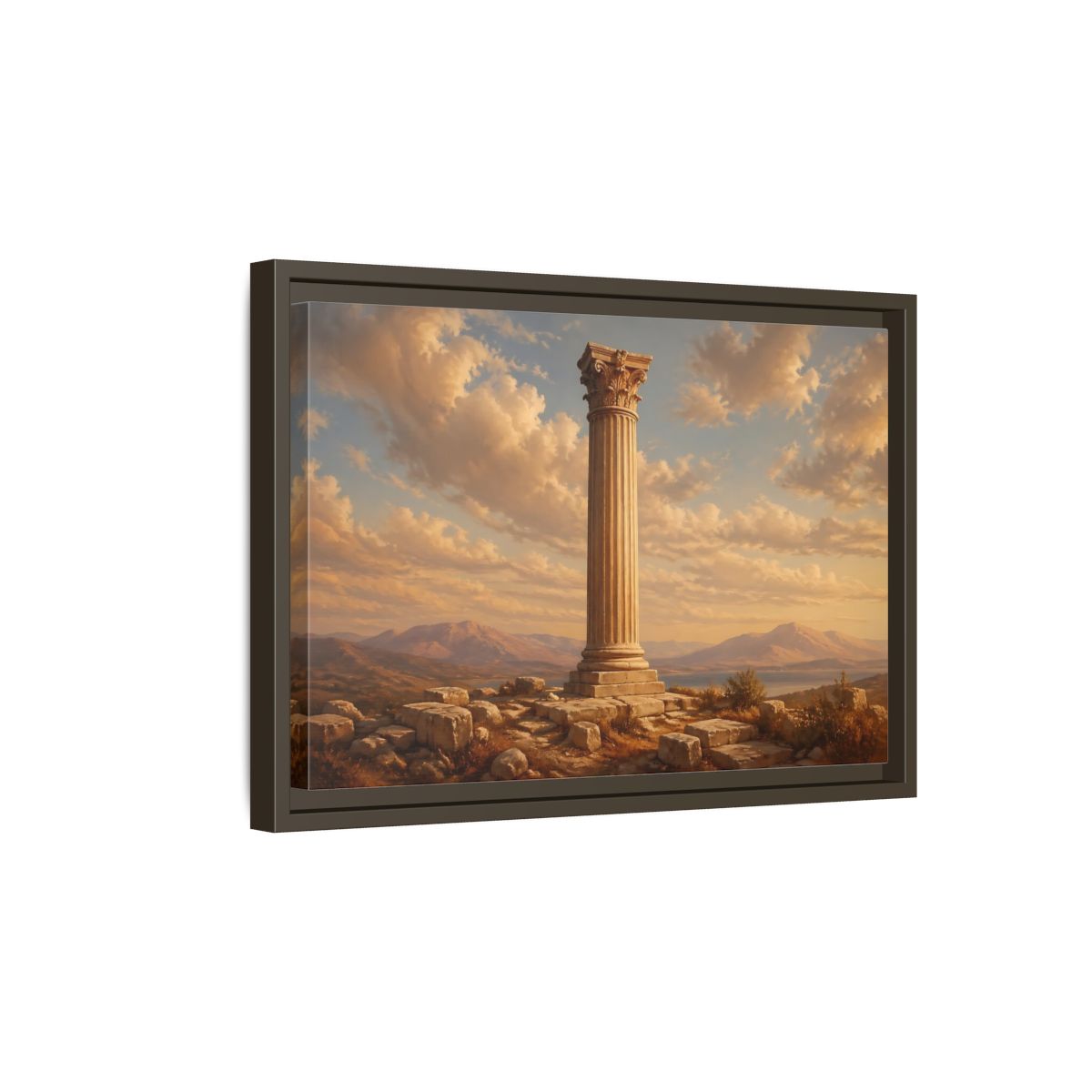 Side Mockup 5. Vintage Classical Column Golden Classical Column shown as stretched canvas wall art
