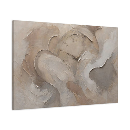 Main Mockup. Vintage Clock Face Beige Abstract shown as stretched canvas wall art