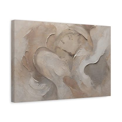 Side Mockup 4. Vintage Clock Face Beige Abstract shown as stretched canvas wall art