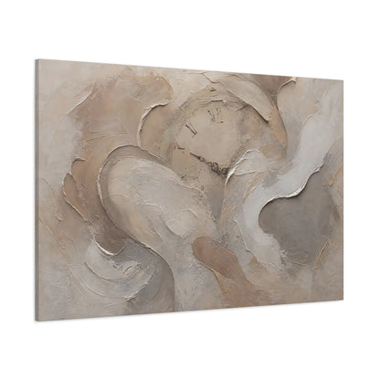 Side Mockup 1. Vintage Clock Face Beige Abstract shown as stretched canvas wall art