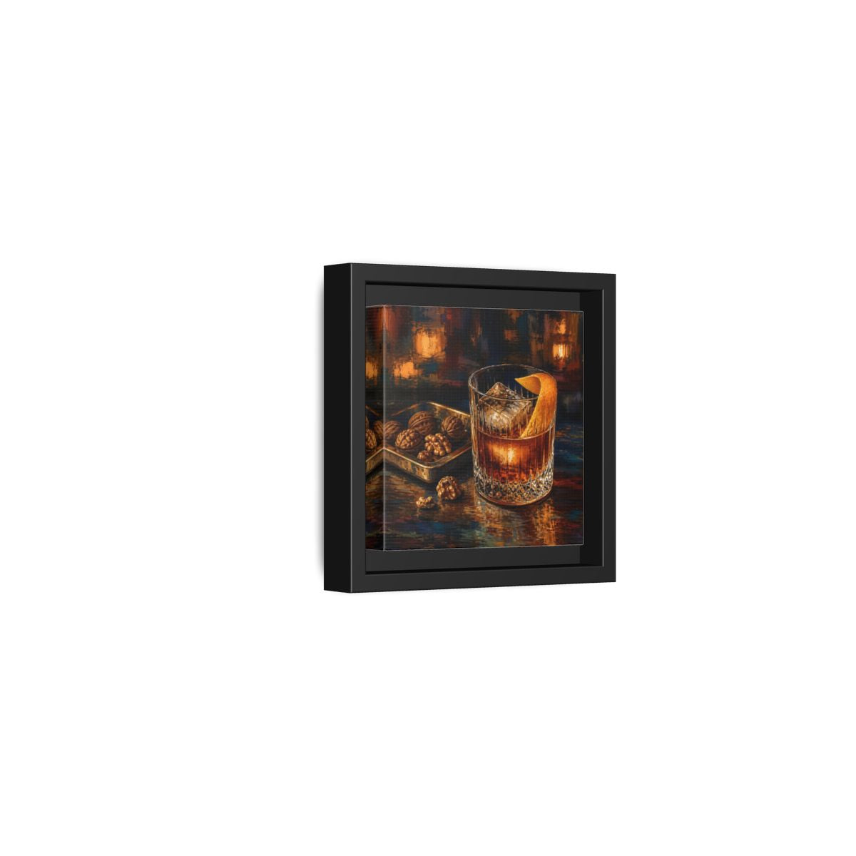 Side Mockup 24. Vintage Cocktail, Walnuts Warm Tones shown as stretched canvas wall art