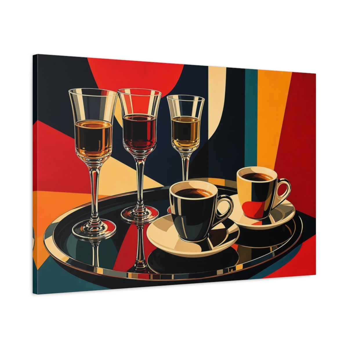 Main Mockup. Vintage Cocktails Coffee Colorful Drinks shown as stretched canvas wall art