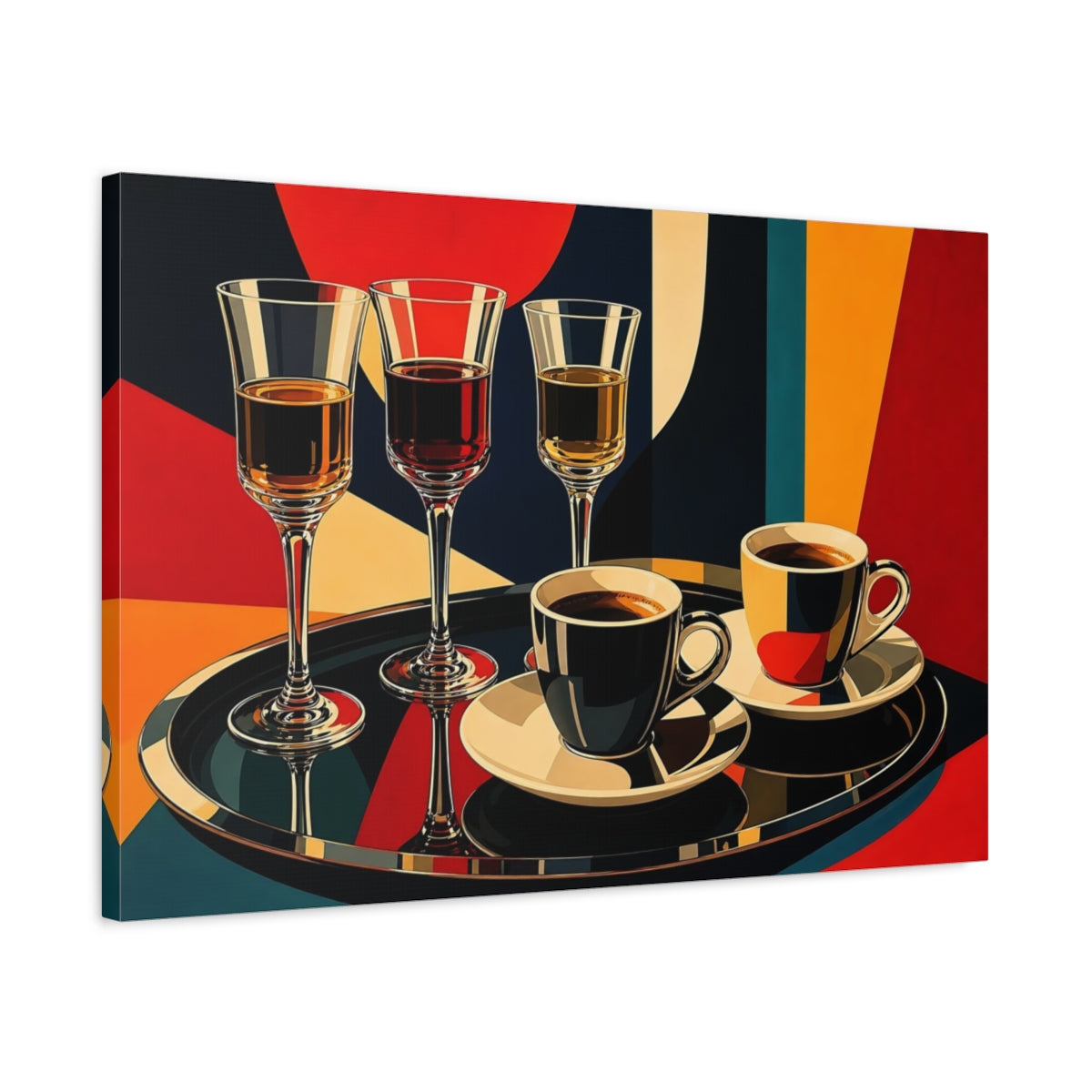 Side Mockup 2. Vintage Cocktails Coffee Colorful Drinks shown as stretched canvas wall art