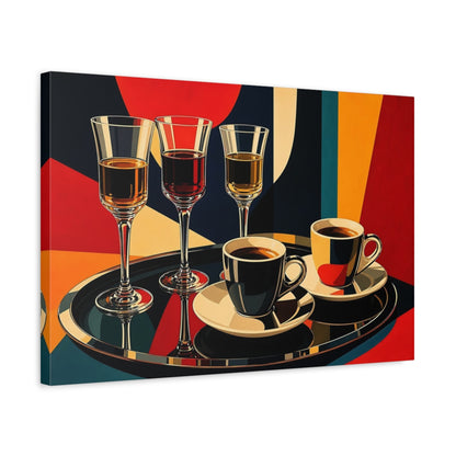Side Mockup 3. Vintage Cocktails Coffee Colorful Drinks shown as stretched canvas wall art