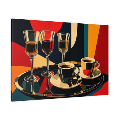 Side Mockup 1. Vintage Cocktails Coffee Colorful Drinks shown as stretched canvas wall art