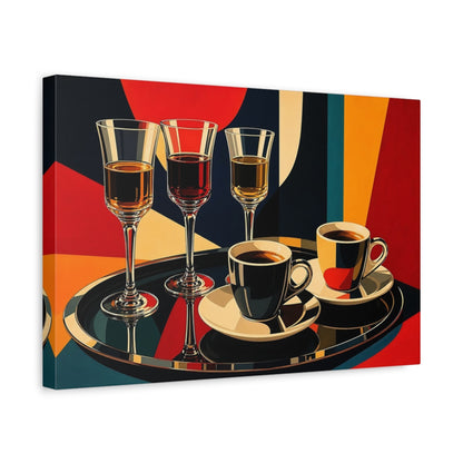 Side Mockup 4. Vintage Cocktails Coffee Colorful Drinks shown as stretched canvas wall art