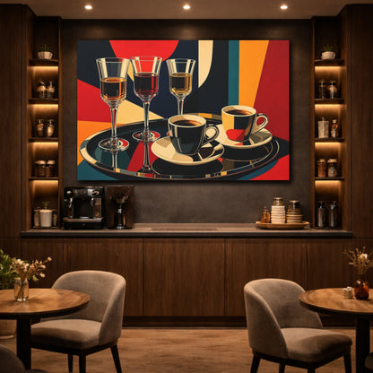 Mockup 4. Vintage Cocktails Coffee Colorful Drinks shown as stretched canvas wall art