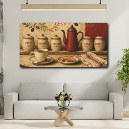 Mockup 2. Vintage Coffee & Biscotti shown as canvas print