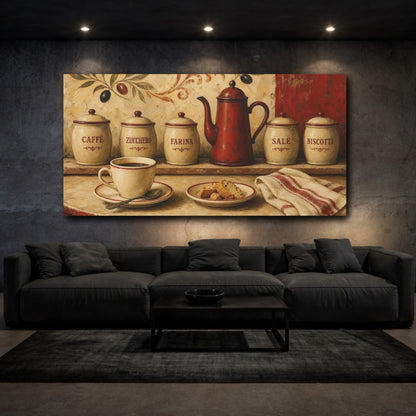 Mockup 3. Vintage Coffee & Biscotti shown as canvas print