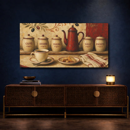 Mockup 4. Vintage Coffee & Biscotti shown as canvas print