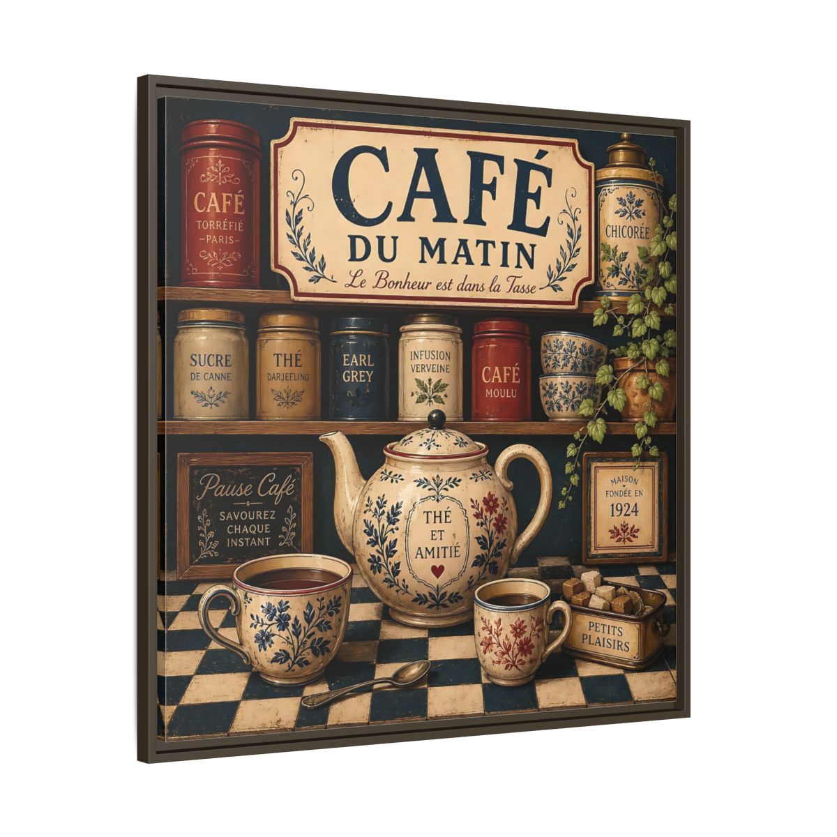 Main Mockup. Vintage Coffee And Tea Vintage Coffee shown as stretched canvas wall art