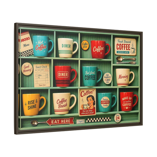 Main Mockup. Vintage Coffee Mugs Vintage Coffee Mugs shown as stretched canvas wall art