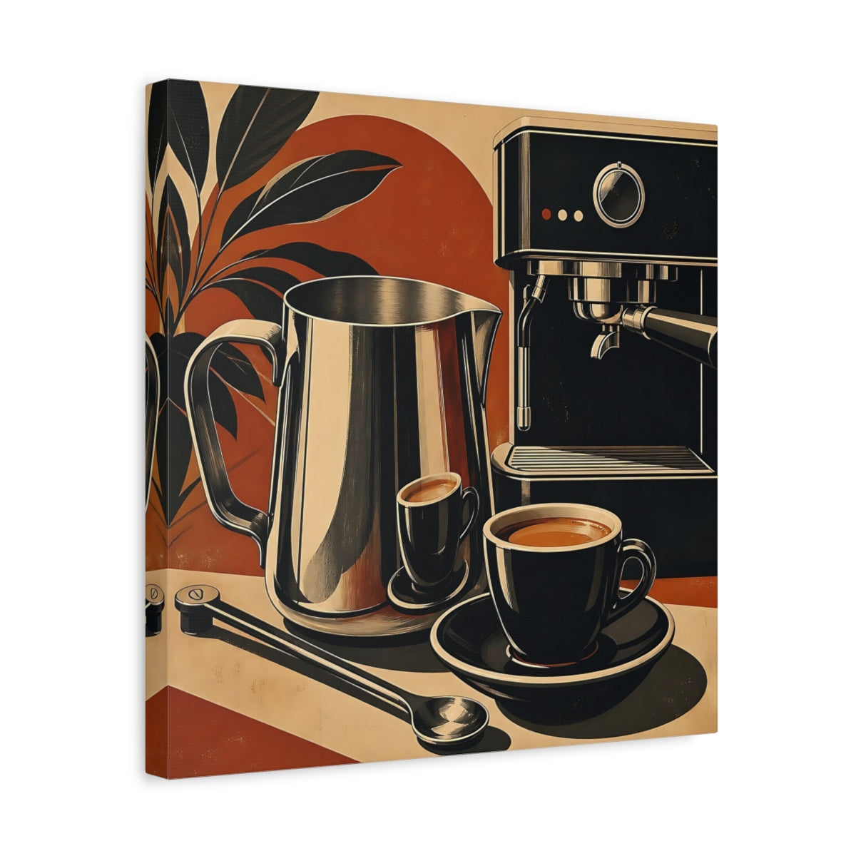 Side Mockup 6. Vintage Coffee Setup Retro Coffee shown as stretched canvas wall art