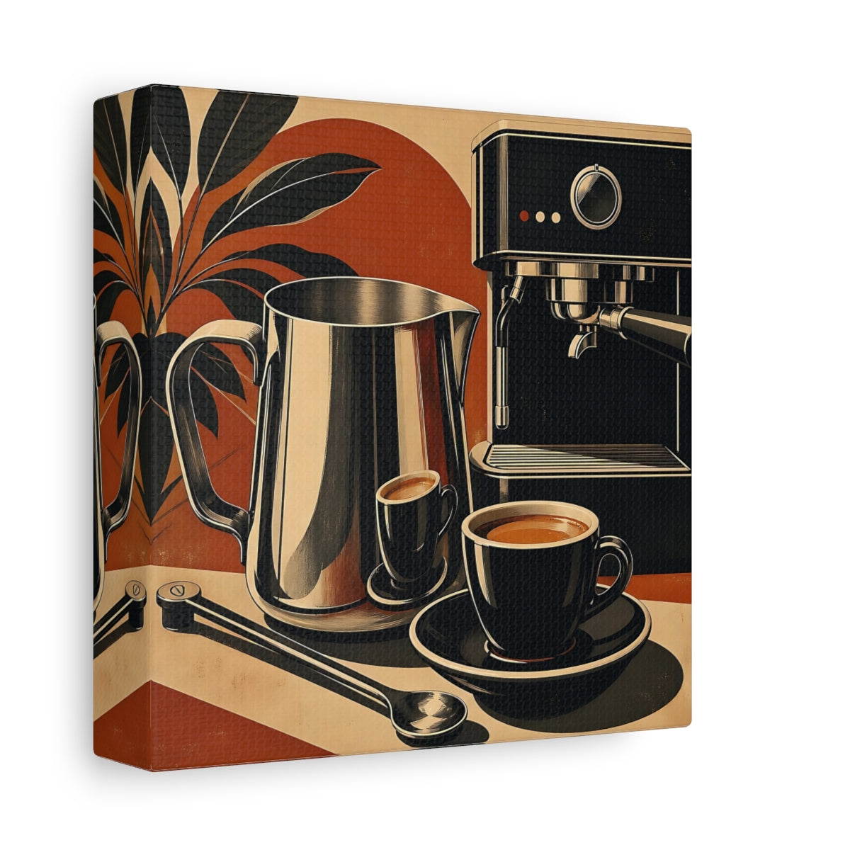 Side Mockup 2. Vintage Coffee Setup Retro Coffee shown as stretched canvas wall art