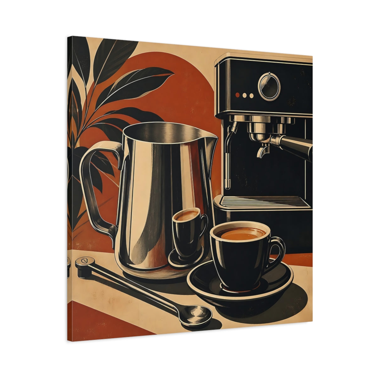 Main Mockup. Vintage Coffee Setup Retro Coffee shown as stretched canvas wall art