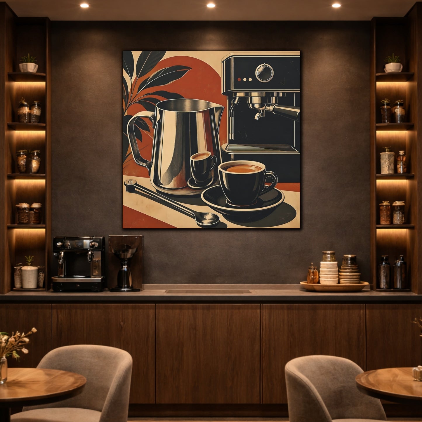 Mockup 2. Vintage Coffee Setup Retro Coffee shown as stretched canvas wall art