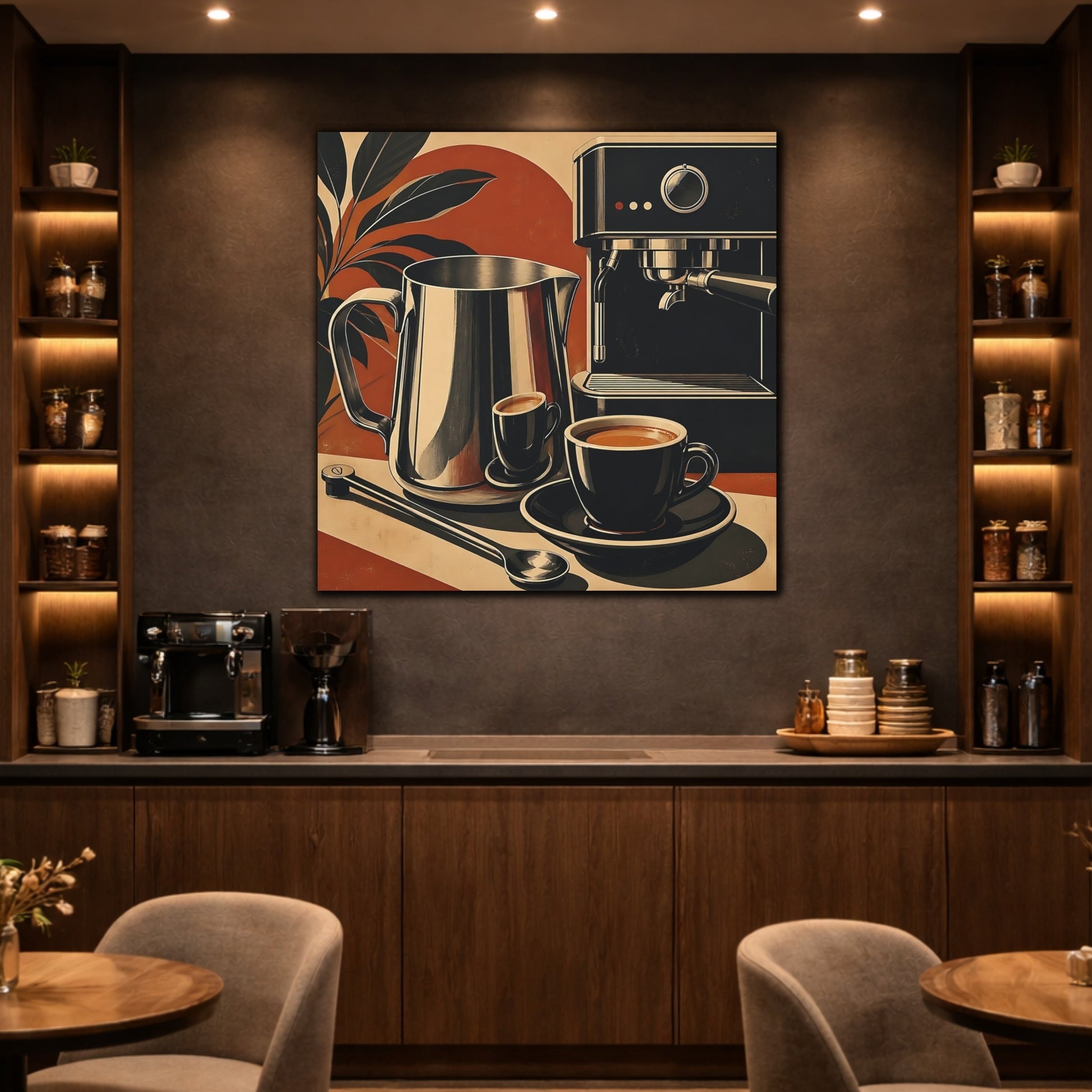 Mockup 2. Vintage Coffee Setup Retro Coffee shown as stretched canvas wall art