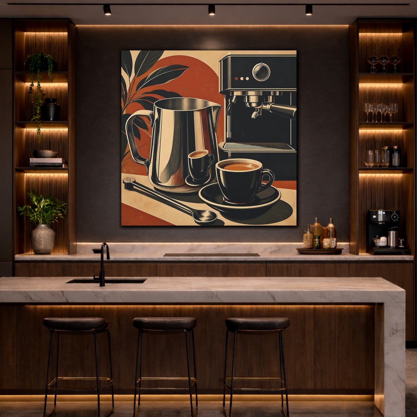Mockup 4. Vintage Coffee Setup Retro Coffee shown as stretched canvas wall art