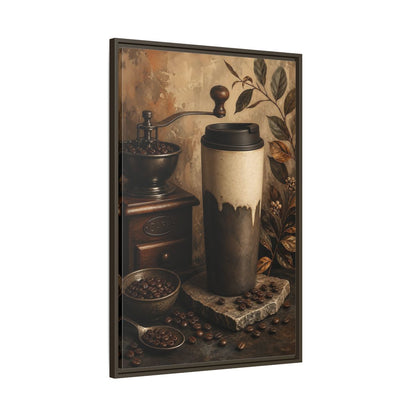 Main Mockup. Vintage Coffee Setup Rustic Coffee shown as framed canvas print