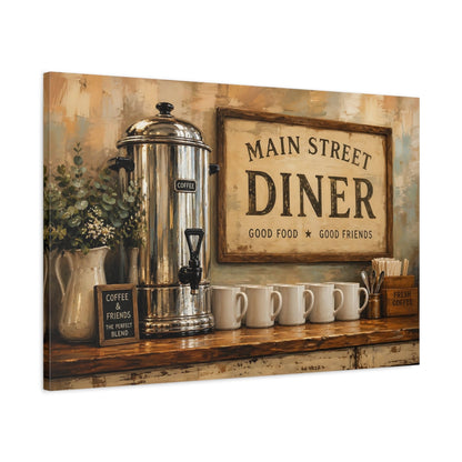 Main Mockup. Vintage Coffee Station Rustic Coffee shown as stretched canvas wall art
