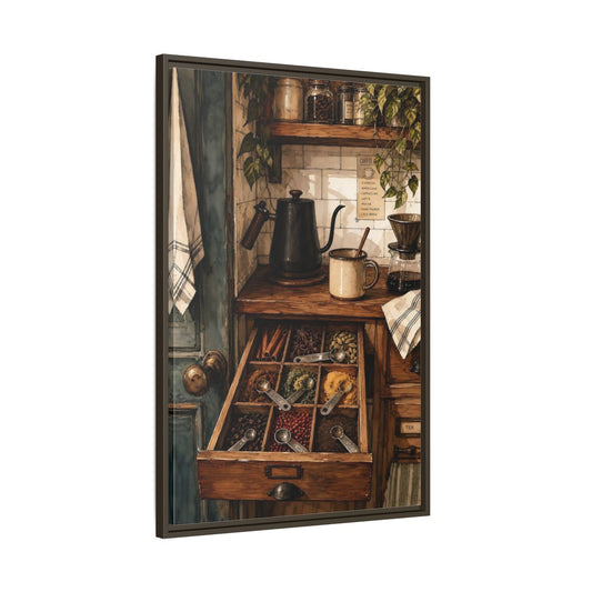 Main Mockup. Vintage Coffee Station Rustic Coffee Station shown as framed canvas print
