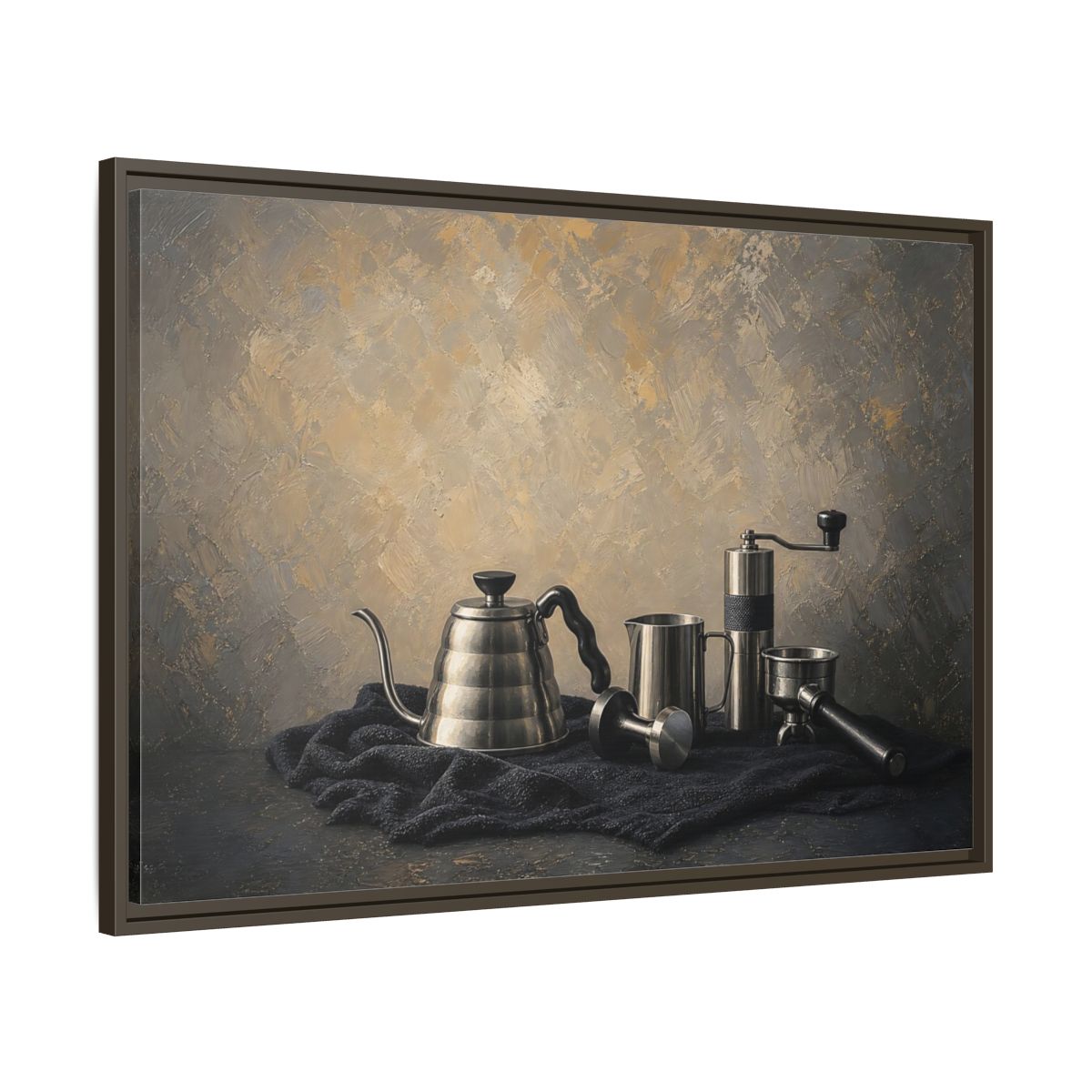 Main Mockup. Vintage Coffee Tools Metallic Coffee Tools shown as stretched canvas wall art