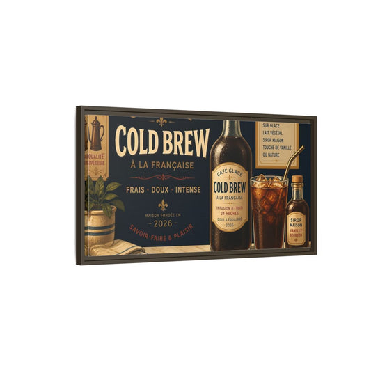 Main Mockup. Vintage Cold Brew Coffee Vintage Coffee shown as framed canvas print