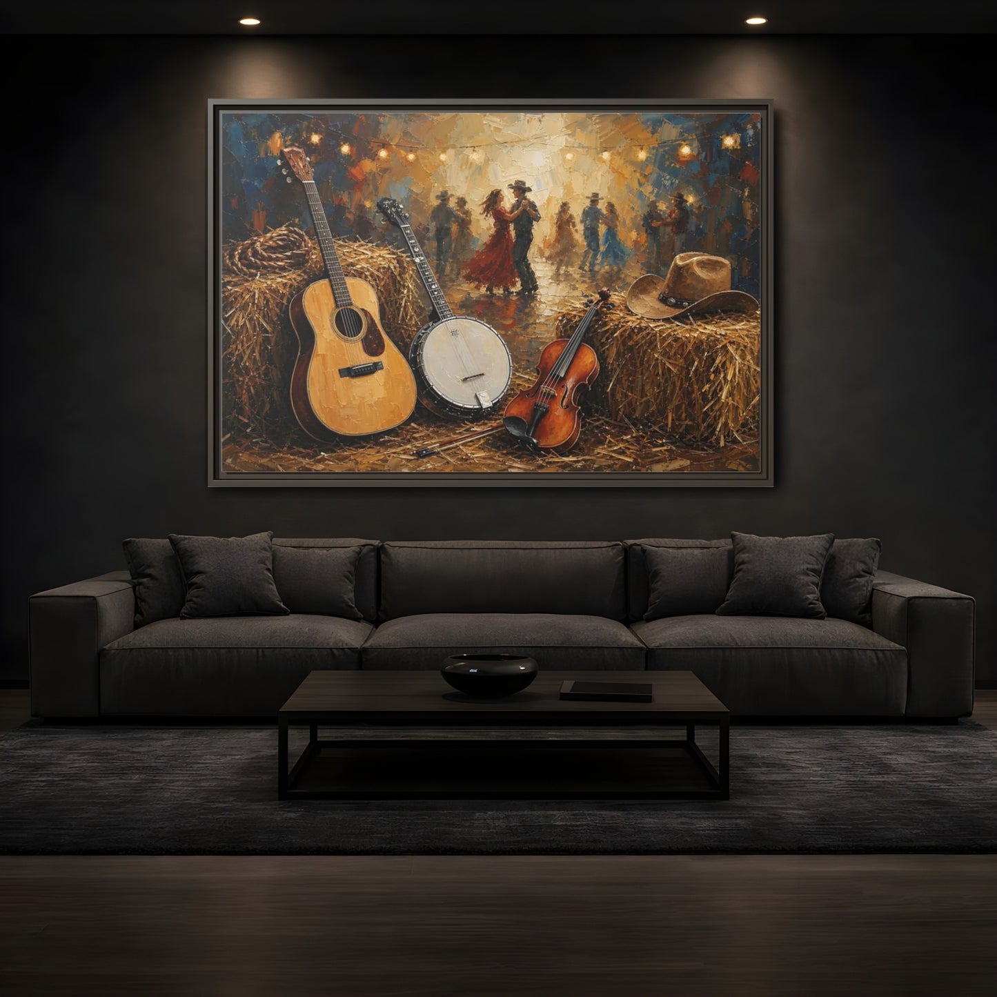Mockup 3. Vintage Country Dance Rustic Country shown as framed canvas print