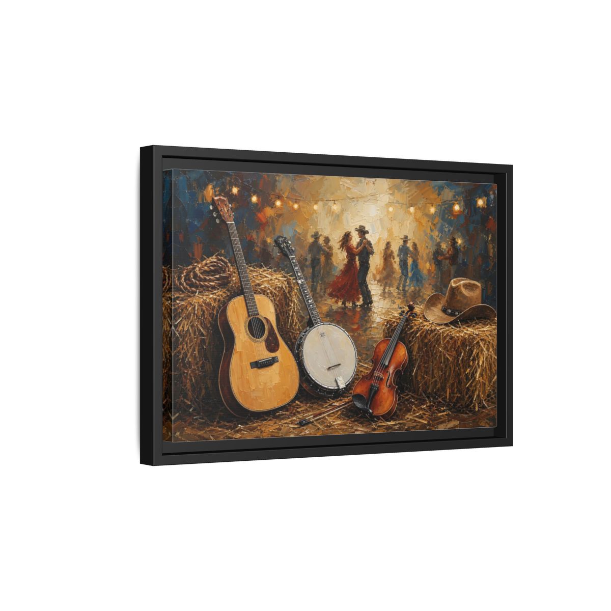 Side Mockup 6. Vintage Country Dance Rustic Country shown as framed canvas print