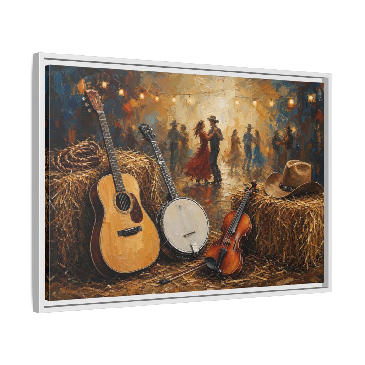 Side Mockup 10. Vintage Country Dance Rustic Country shown as framed canvas print