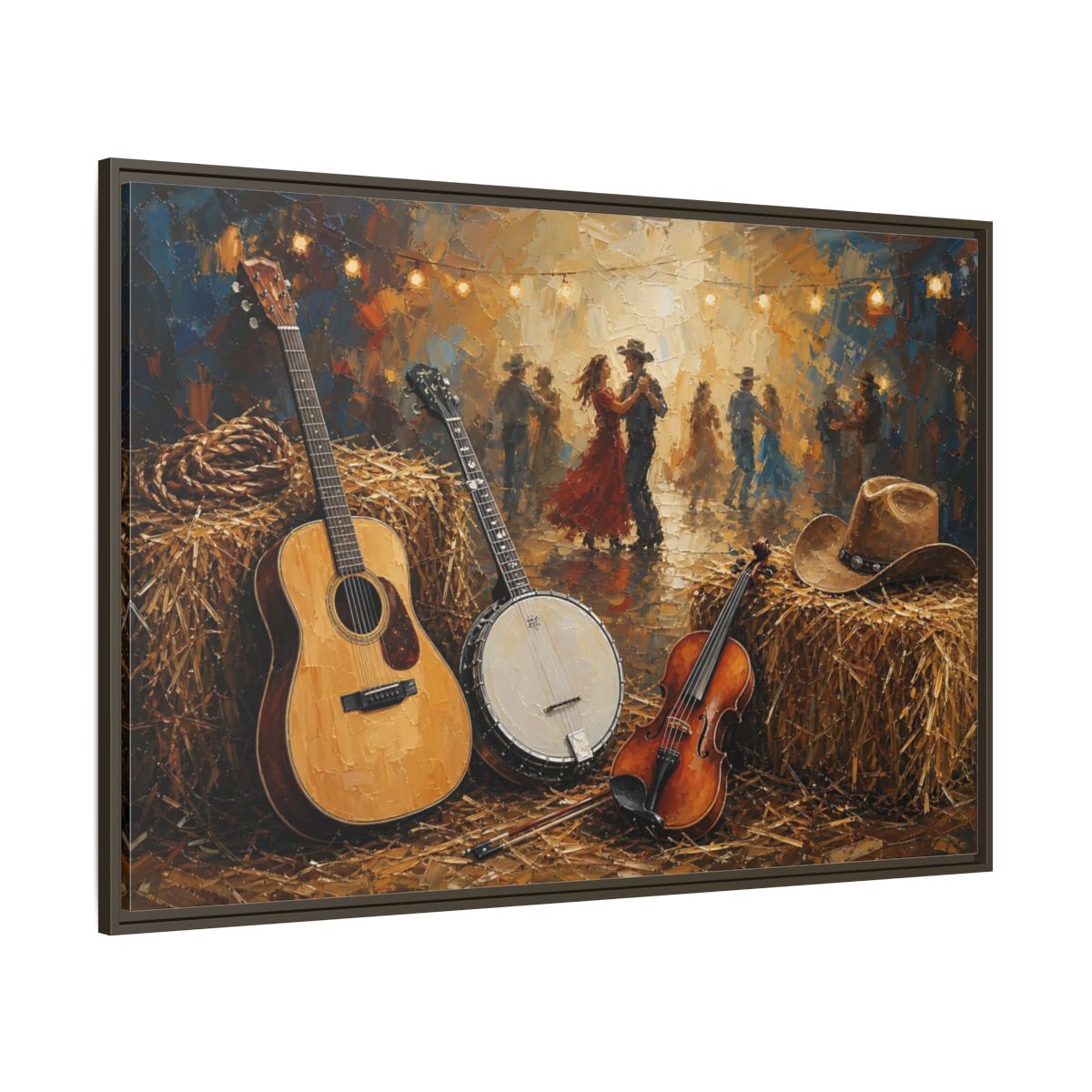 Side Mockup 8. Vintage Country Dance Rustic Country shown as framed canvas print