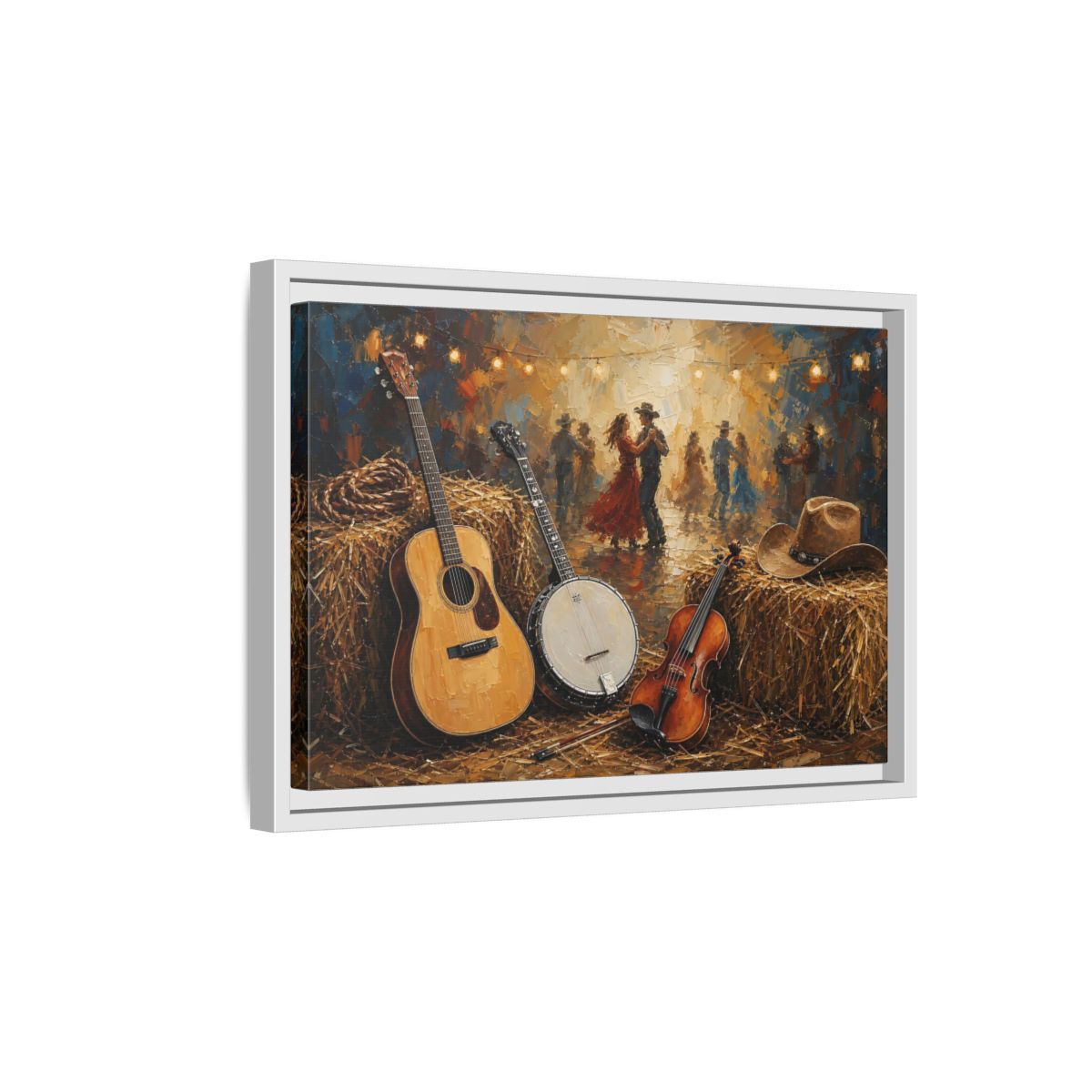 Side Mockup 4. Vintage Country Dance Rustic Country shown as framed canvas print