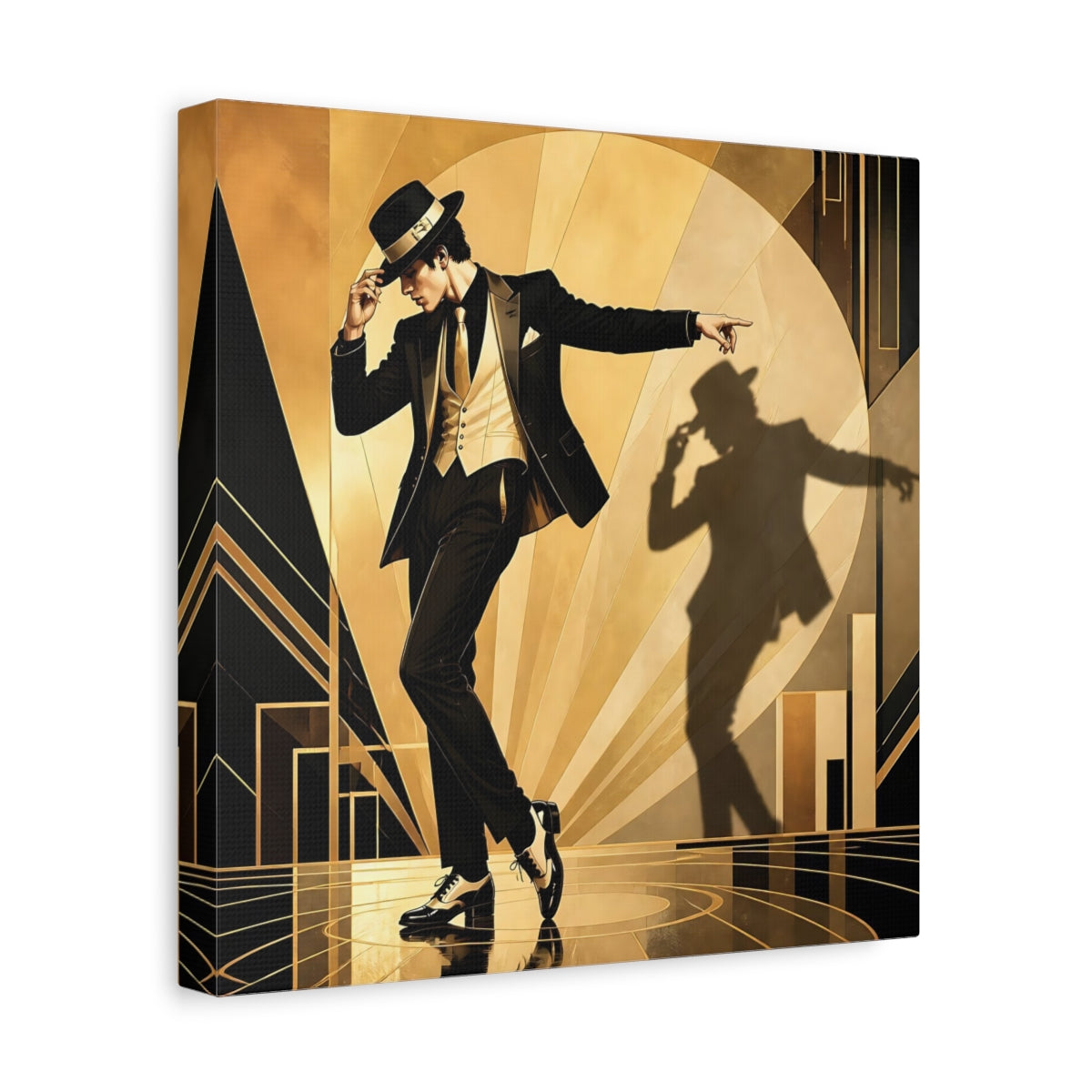 Side Mockup 8. Vintage Dancer Black And Gold shown as canvas print