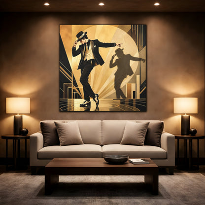 Mockup 2. Vintage Dancer Black And Gold shown as canvas print