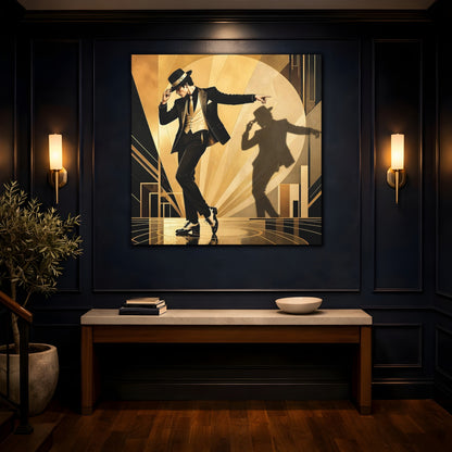 Mockup 4. Vintage Dancer Black And Gold shown as canvas print