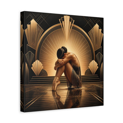 Side Mockup 7. Vintage Dancer Gold And Black shown as canvas print