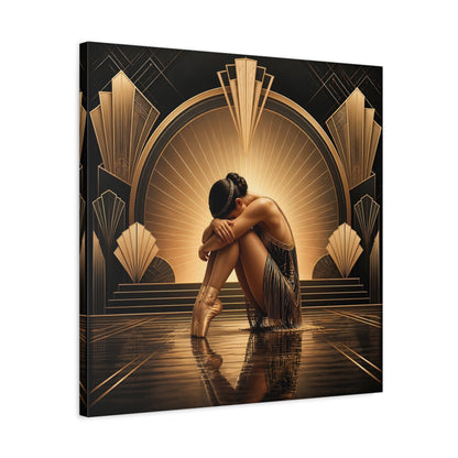 Side Mockup 4. Vintage Dancer Gold And Black shown as canvas print