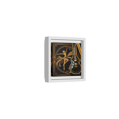 Side Mockup 22. Vintage Dancer, Guitar Black And Gold shown as framed canvas print