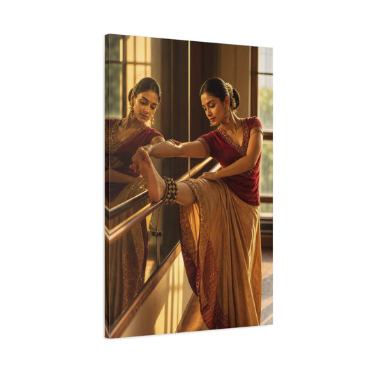Main Mockup. Vintage Dancer Red And Gold shown as canvas print