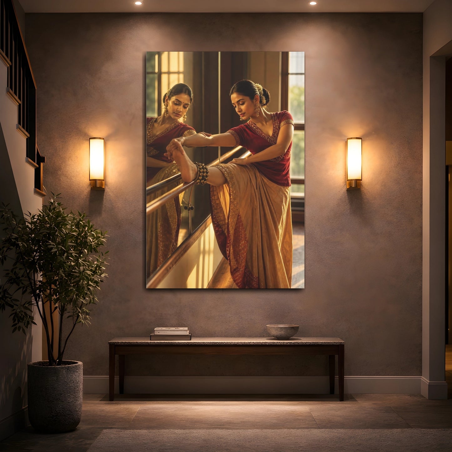 Mockup 2. Vintage Dancer Red And Gold shown as canvas print