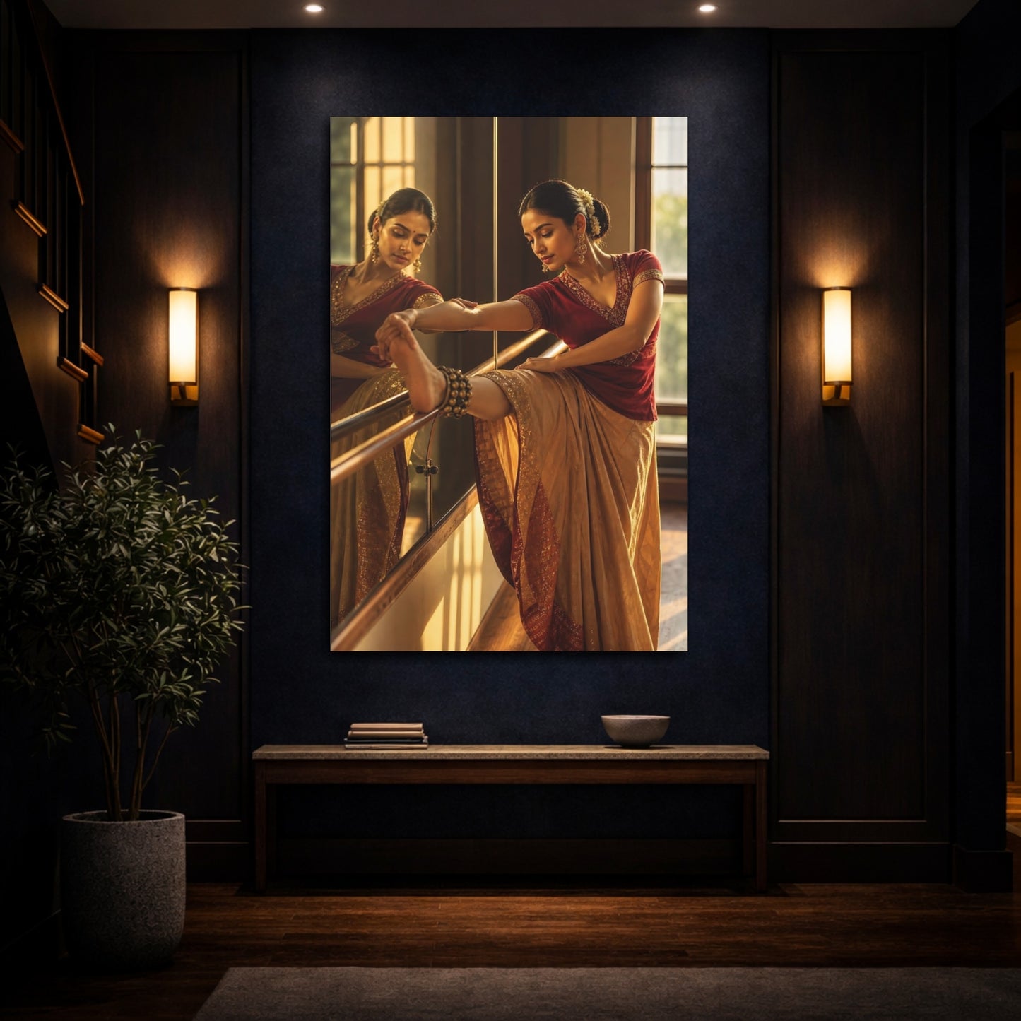 Mockup 4. Vintage Dancer Red And Gold shown as canvas print