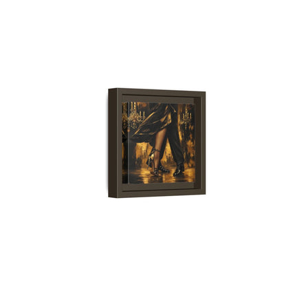 Side Mockup 23. Vintage Dancing Couple Black And Gold shown as framed canvas print