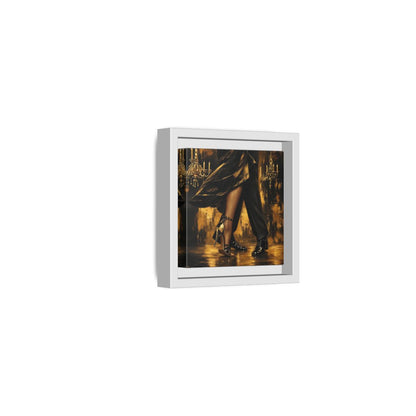 Side Mockup 22. Vintage Dancing Couple Black And Gold shown as framed canvas print