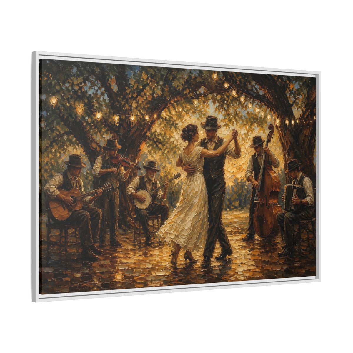 Side Mockup 7. Vintage Dancing Couple Dancing Party shown as framed canvas print
