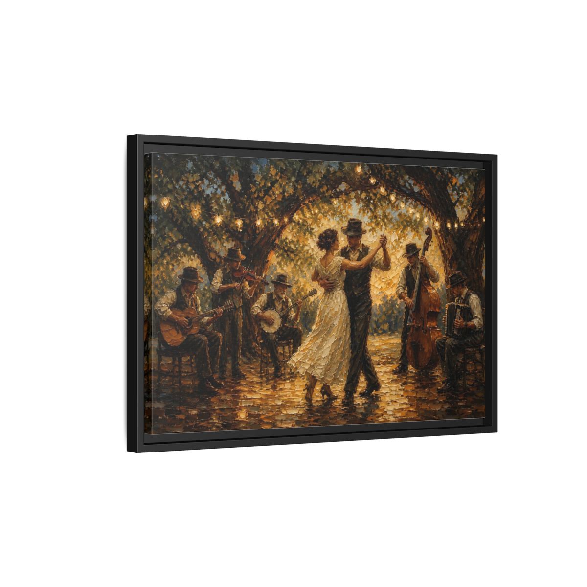Side Mockup 3. Vintage Dancing Couple Dancing Party shown as framed canvas print