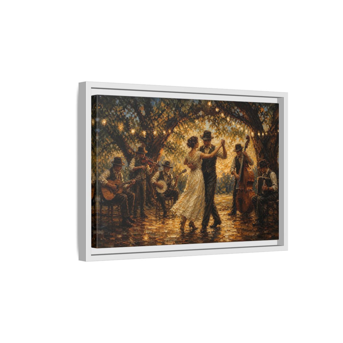 Side Mockup 4. Vintage Dancing Couple Dancing Party shown as framed canvas print