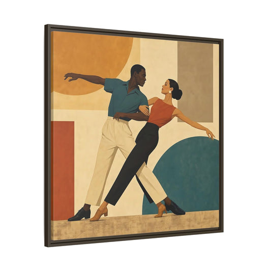 Main Mockup. Vintage Dancing Couple Warm Color Dance shown as framed canvas print